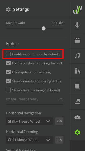 Default Instant Mode Setting